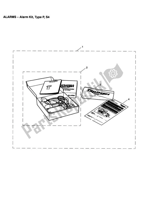 All parts for the Alarm Kit, Type P, S4 of the Triumph Tiger 1050 2007 - 2013