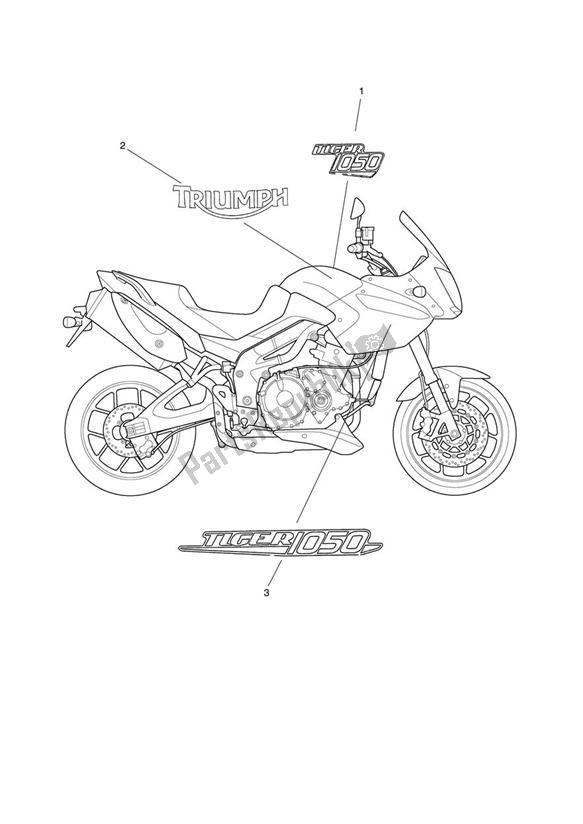 Alle onderdelen voor de Bodywork - Decals 483576 > van de Triumph Tiger 1050 2007 - 2013