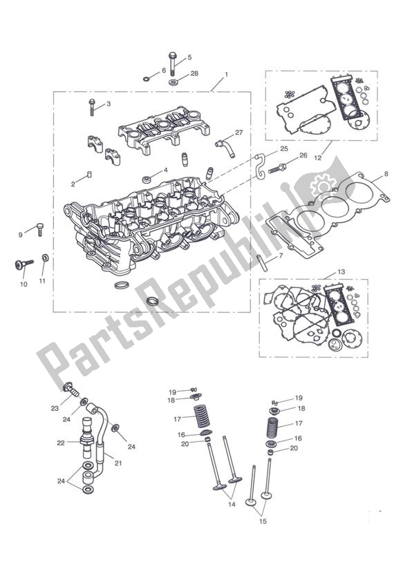 All parts for the Cylinder Head & Valves of the Triumph Tiger 1050 2007 - 2013