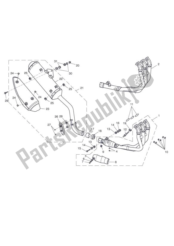 Toutes les pièces pour le Système D'échappement du Triumph Tiger 1050 2007 - 2013