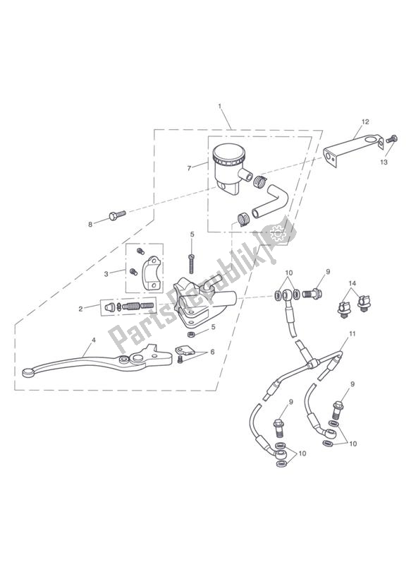 Toutes les pièces pour le Maître-cylindre De Frein Avant Et Durites du Triumph Tiger 1050 2007 - 2013