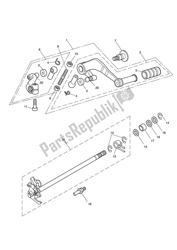 Toutes les pièces pour le Gear Change Mechanism > Eng No 340169 du Triumph Tiger 1050 2007 - 2013