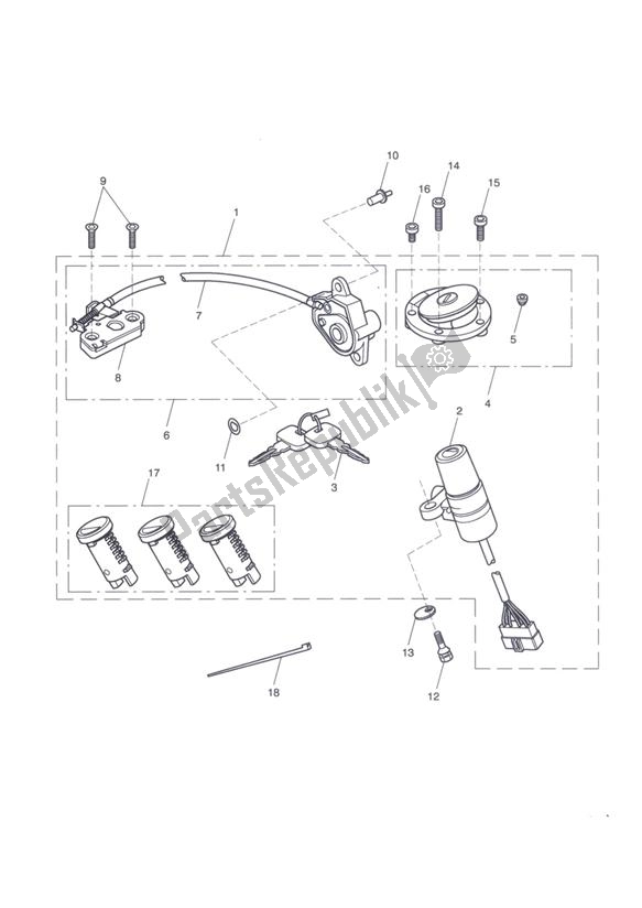 Todas las partes para Ignition Switch & Lock Set - Non Abs > 468639 & Abs > 440482 de Triumph Tiger 1050 2007 - 2013