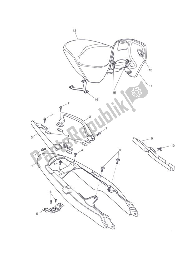 All parts for the Rear Bodywork & Seat of the Triumph Tiger 1050 2007 - 2013