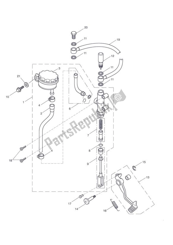 Todas las partes para Freno Trasero Cilindro Maestro, Depósito Y Pedal de Triumph Tiger 1050 2007 - 2013