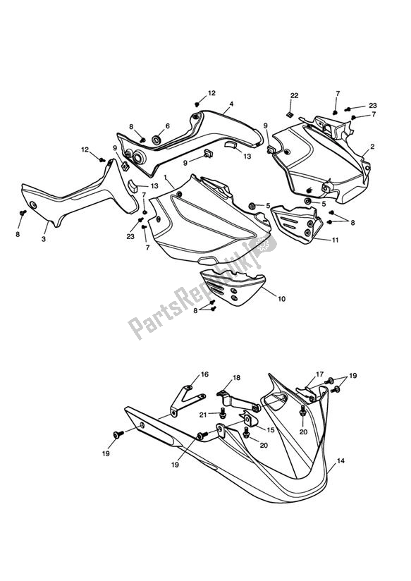 Alle onderdelen voor de Side Fairings > 483575 van de Triumph Tiger 1050 2007 - 2013