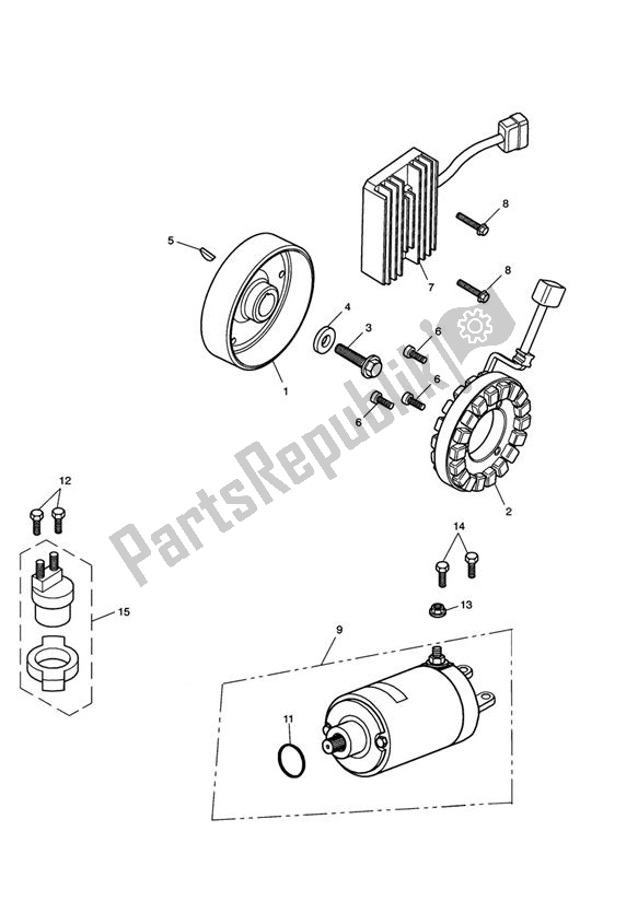 All parts for the Starter & Alternator of the Triumph Tiger 1050 2007 - 2013