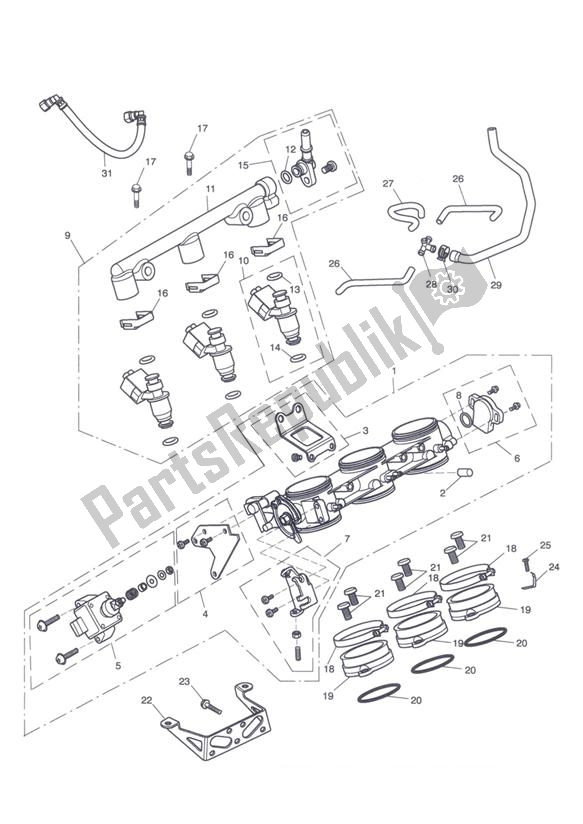 Toutes les pièces pour le Manettes, Injecteurs Et Rampe D'injection du Triumph Tiger 1050 2007 - 2013