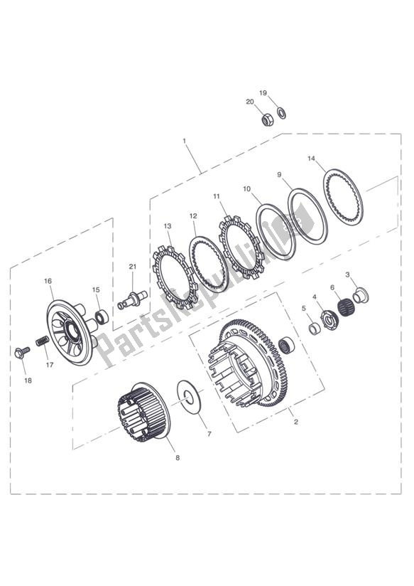 All parts for the Clutch of the Triumph Tiger 1050 2007 - 2016