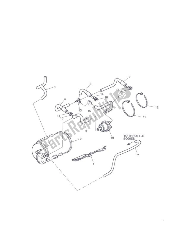 All parts for the Evaporative Loss Control System - California Only of the Triumph Tiger 1050 2007 - 2016