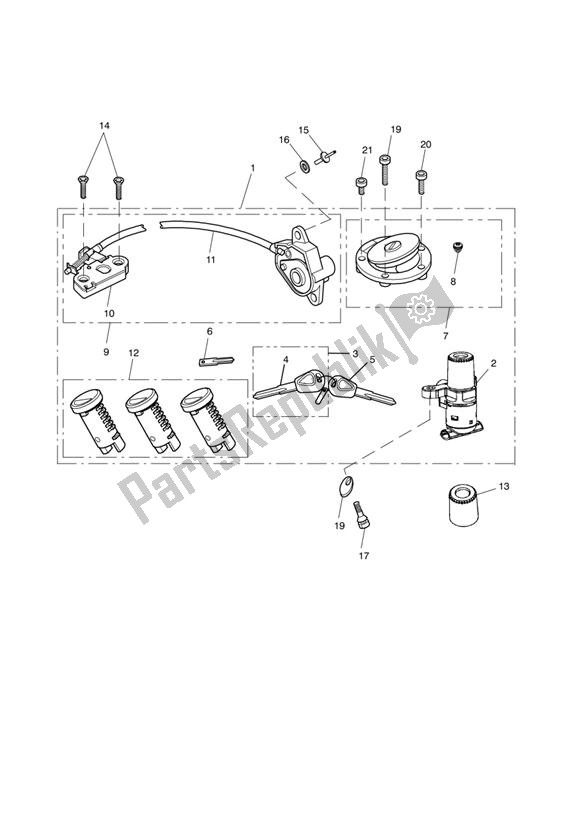 Todas las partes para Ignition Switch & Lock Set - Non Abs 468640 > & Abs 440483 > de Triumph Tiger 1050 2007 - 2016