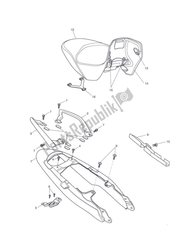 All parts for the Rear Bodywork & Seat of the Triumph Tiger 1050 2007 - 2016