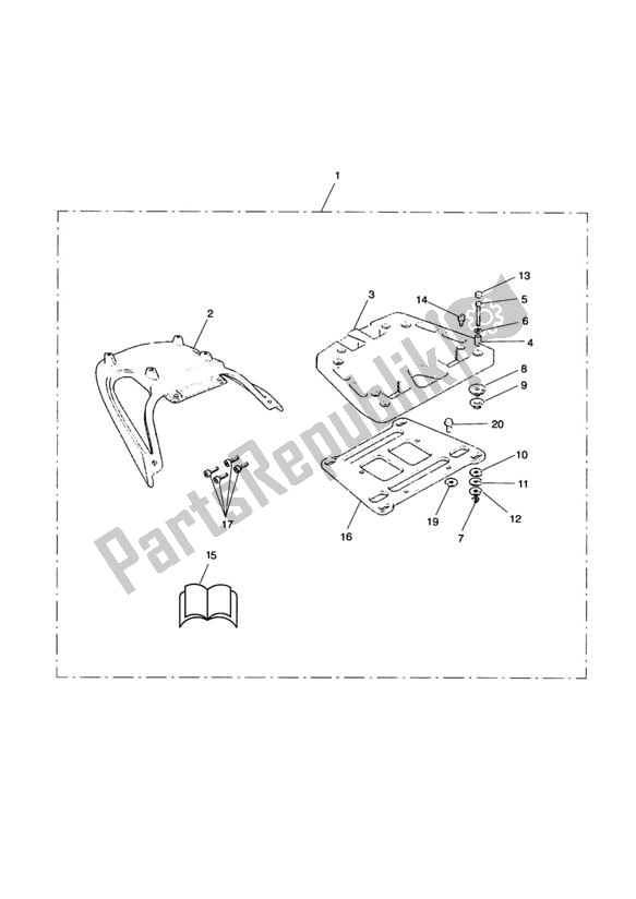 All parts for the Sliding Carriage Rack Kit of the Triumph Tiger 1050 2007 - 2016