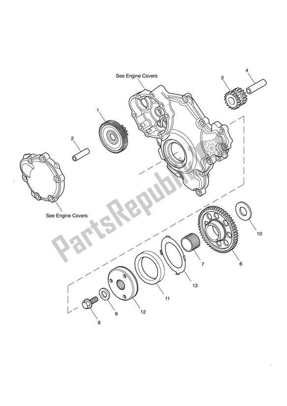 All parts for the Starter Drive Gears - Eng No 506682 > of the Triumph Tiger 1050 2007 - 2016