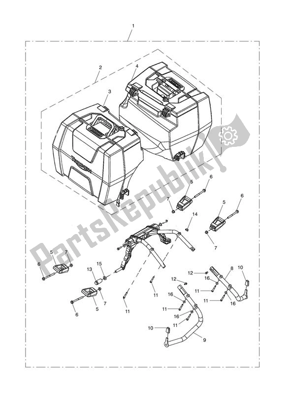 Alle onderdelen voor de 2 Box Pannier Kit van de Triumph Tiger 800 2011 - 2015