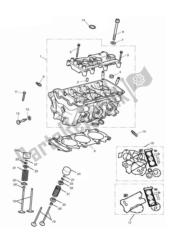 Alle onderdelen voor de Cilinderkop & Kleppen van de Triumph Tiger 800 2011 - 2015