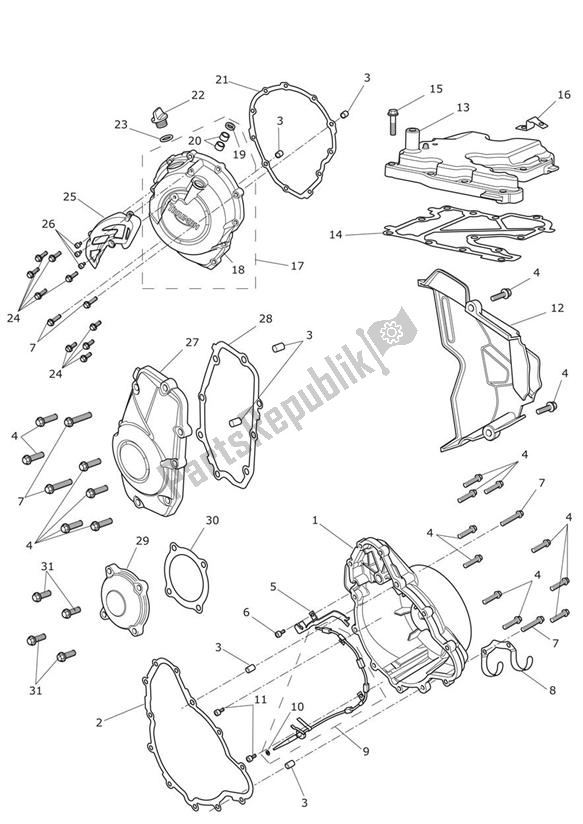 All parts for the Engine Covers of the Triumph Tiger 800 2011 - 2015