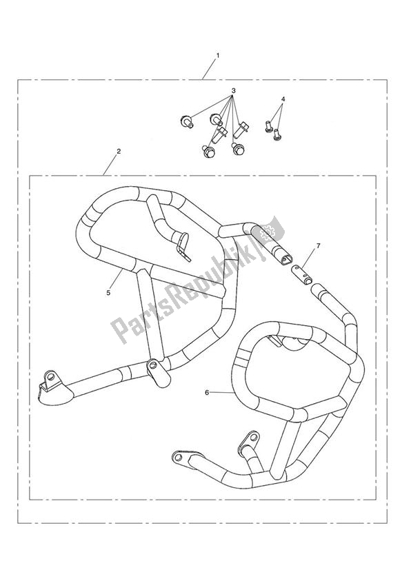 All parts for the Engine Dresser Bar Kit of the Triumph Tiger 800 2011 - 2015