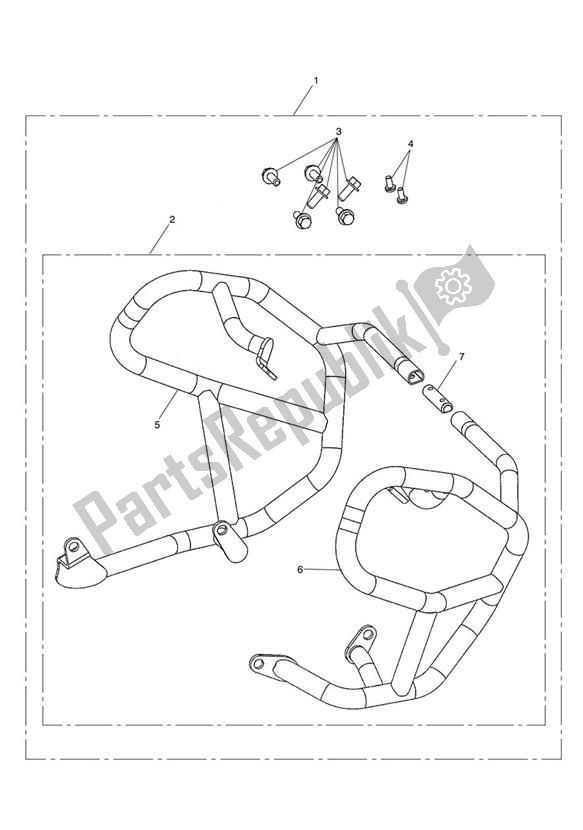 All parts for the Engine Dresser Bar Kit of the Triumph Tiger 800 2011 - 2015