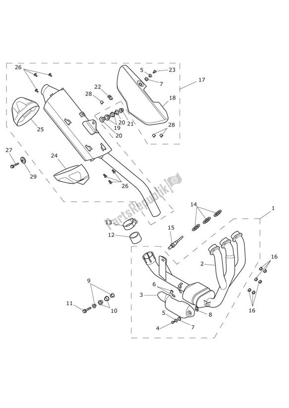 Todas las partes para Sistema De Escape de Triumph Tiger 800 2011 - 2015