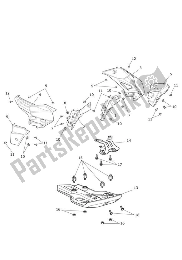 Todas as partes de Carenagens E Sumpguard do Triumph Tiger 800 2011 - 2015