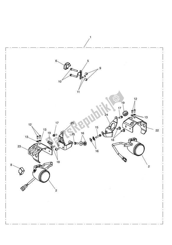 All parts for the Fog Light Kit of the Triumph Tiger 800 2011 - 2015