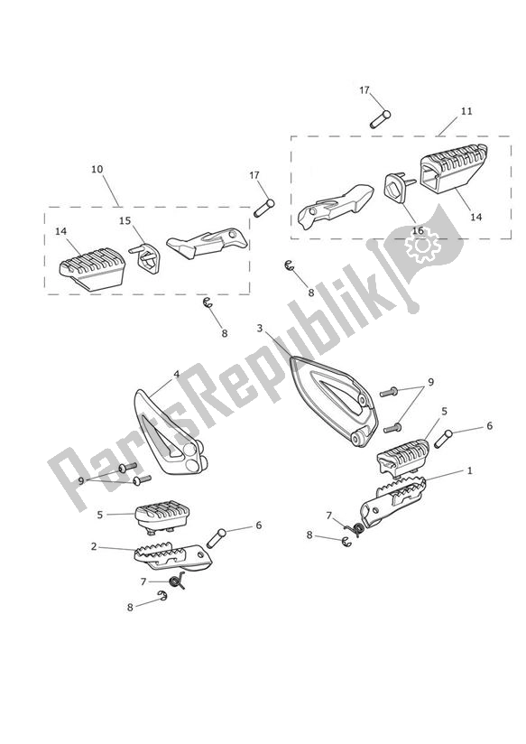 Todas las partes para Reposapiés Y Montajes de Triumph Tiger 800 2011 - 2015