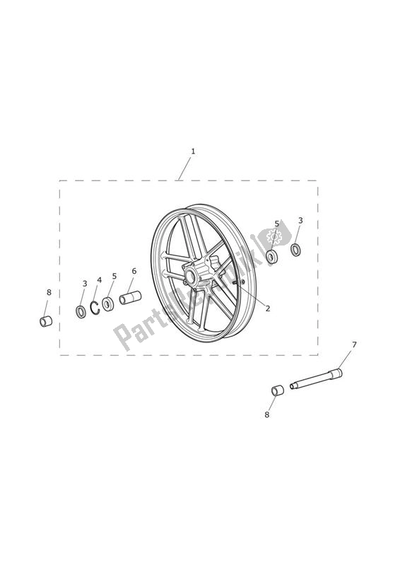 All parts for the Front Wheel of the Triumph Tiger 800 2011 - 2015