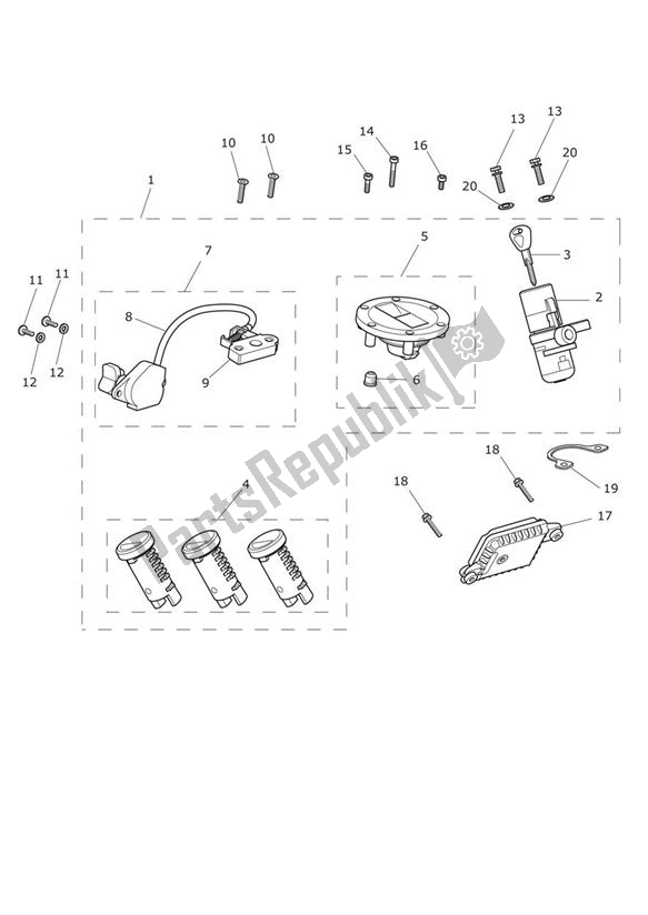 Tutte le parti per il Interruttore Di Accensione E Blocco Set del Triumph Tiger 800 2011 - 2015