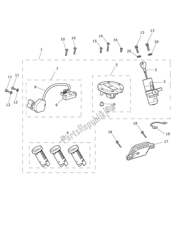 Todas las partes para Interruptor De Encendido Y Juego De Cerradura de Triumph Tiger 800 2011 - 2015