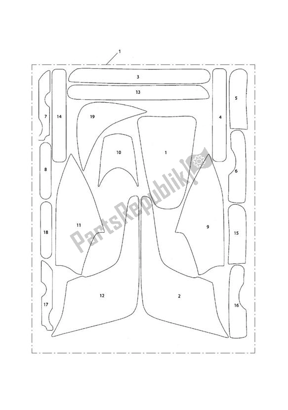 All parts for the Paint Protection Kit, Type 10, Gloss of the Triumph Tiger 800 2011 - 2015