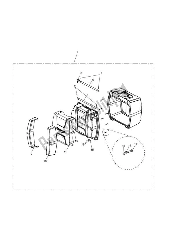All parts for the Top Box Assy, Unpowered of the Triumph Tiger 800 2011 - 2015