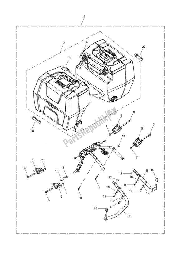 Todas las partes para 2 Box Pannier Kit, Us, Ca & Sg de Triumph Tiger 800 2011 - 2015