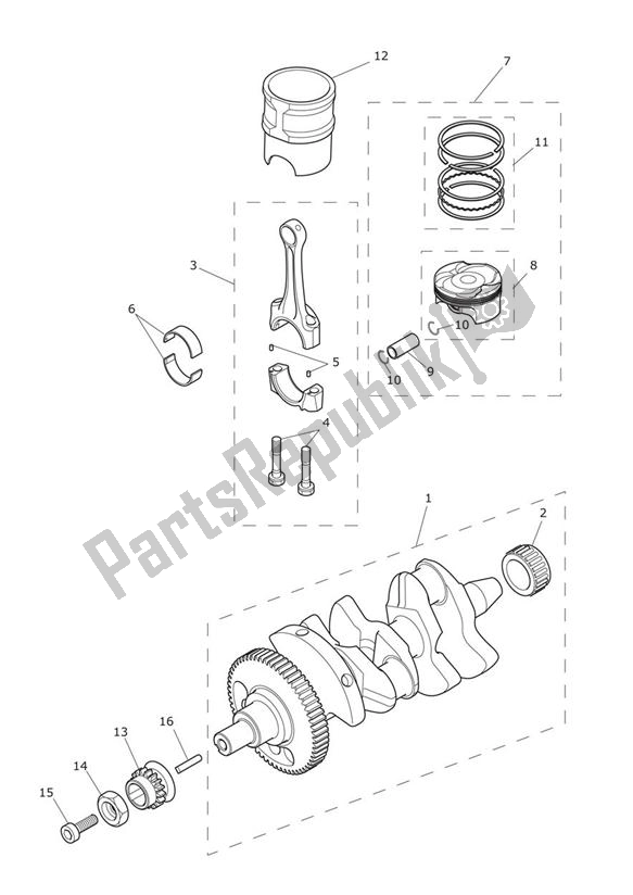 Todas las partes para Cigüeñal, Bielas, Pistones Y Camisas de Triumph Tiger 800 2011 - 2015