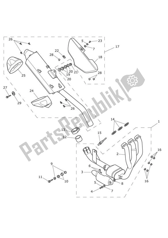 All parts for the Exhaust System of the Triumph Tiger 800 2011 - 2015