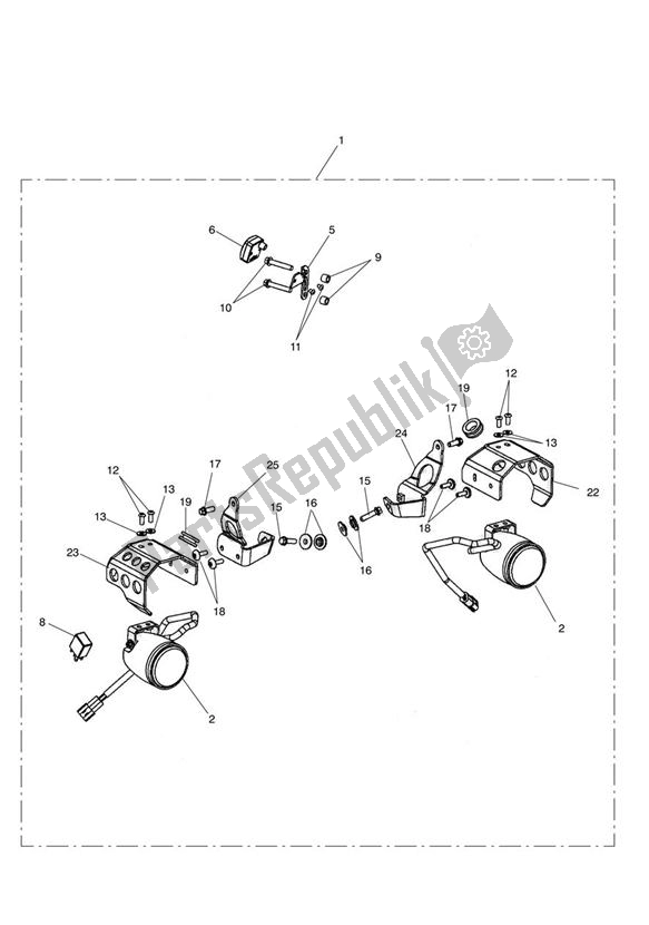 Alle onderdelen voor de Fog Light Kit van de Triumph Tiger 800 2011 - 2015