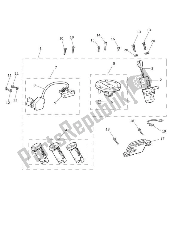 Todas las partes para Interruptor De Encendido Y Juego De Cerradura de Triumph Tiger 800 2011 - 2015