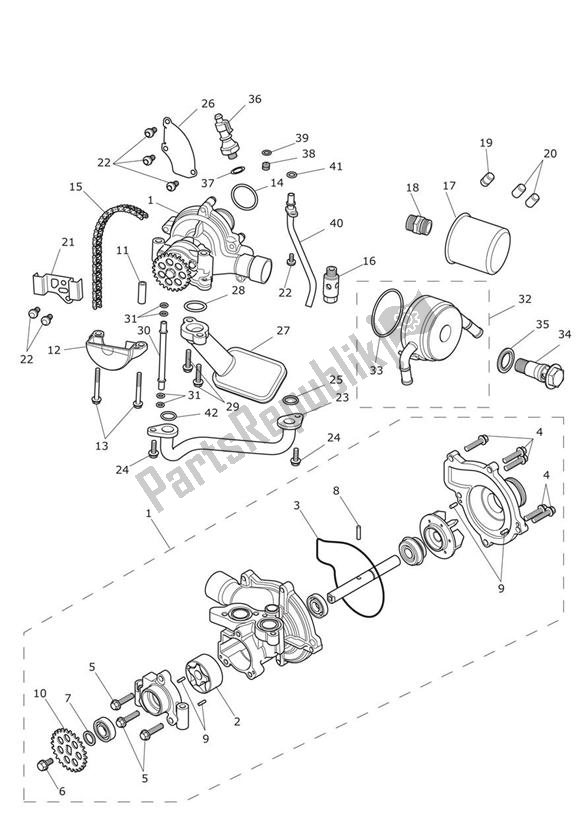 Alle onderdelen voor de Oliepomp Aandrijving van de Triumph Tiger 800 2011 - 2015