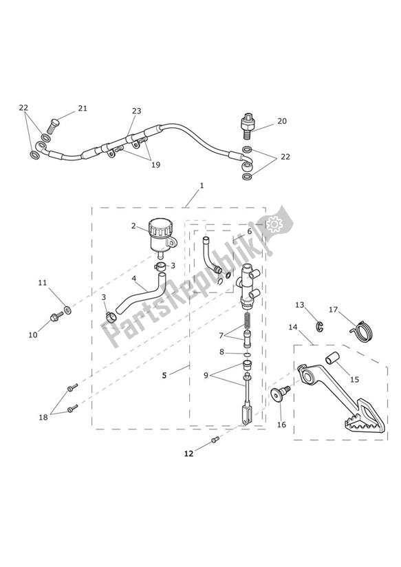 Tutte le parti per il Pompa Freno Posteriore, Serbatoio E Pedale del Triumph Tiger 800 2011 - 2015