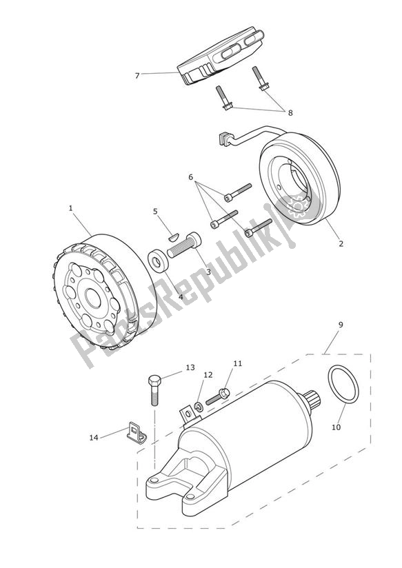 Alle onderdelen voor de Starter & Dynamo van de Triumph Tiger 800 2011 - 2015