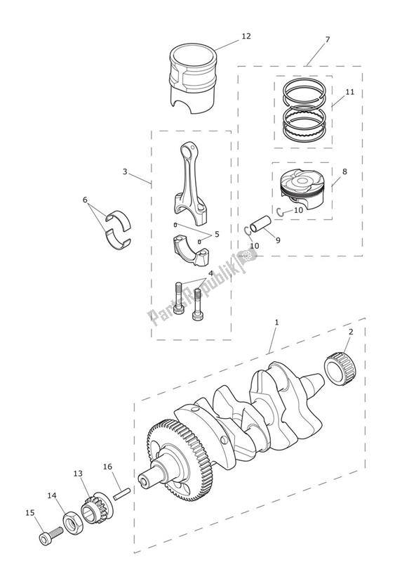 Todas las partes para Cigüeñal, Bielas, Pistones Y Camisas de Triumph Tiger 800 XC 2011 - 2015