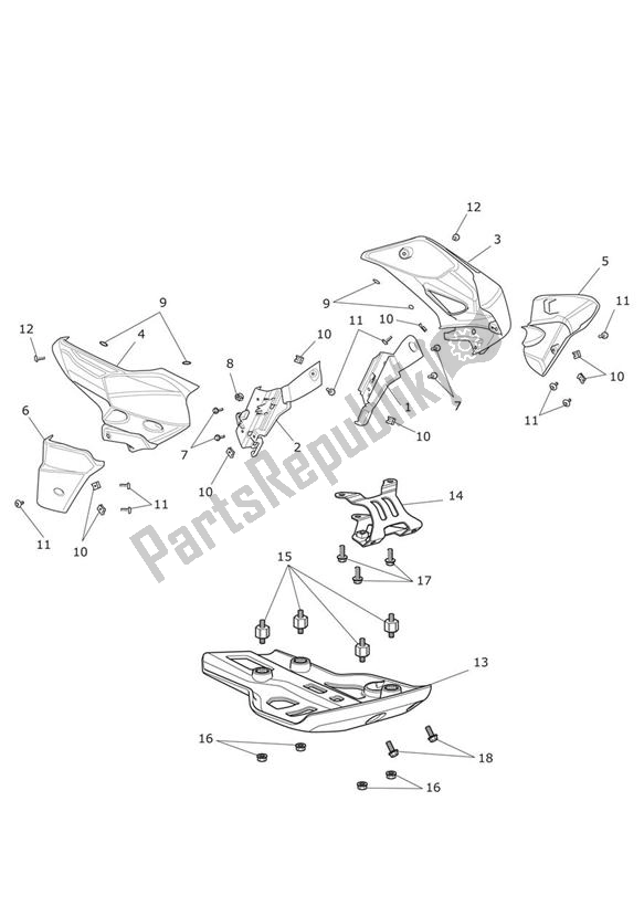 Tutte le parti per il Fairings & Sumpguard del Triumph Tiger 800 XC 2011 - 2015