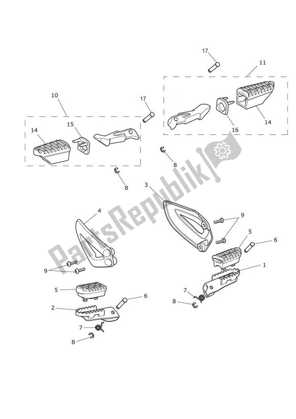 Todas las partes para Reposapiés Y Montajes de Triumph Tiger 800 XC 2011 - 2015