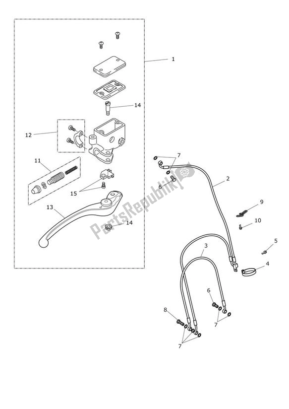 Todas las partes para Freno Delantero Cilindro Maestro Y Mangueras de Triumph Tiger 800 XC 2011 - 2015