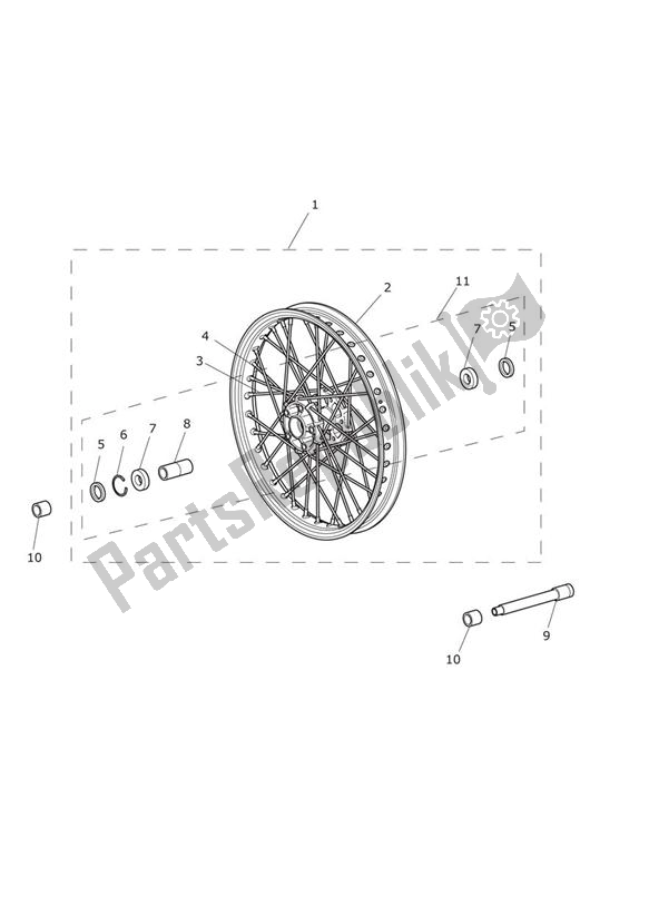 Alle onderdelen voor de Voorwiel van de Triumph Tiger 800 XC 2011 - 2015