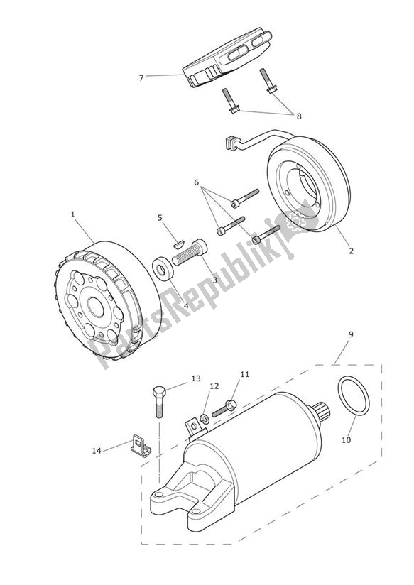 All parts for the Starter & Alternator of the Triumph Tiger 800 XC 2011 - 2015