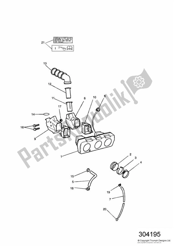 All parts for the Airbox of the Triumph Tiger 885 Carburettor VIN: > 71698 1994 - 1998