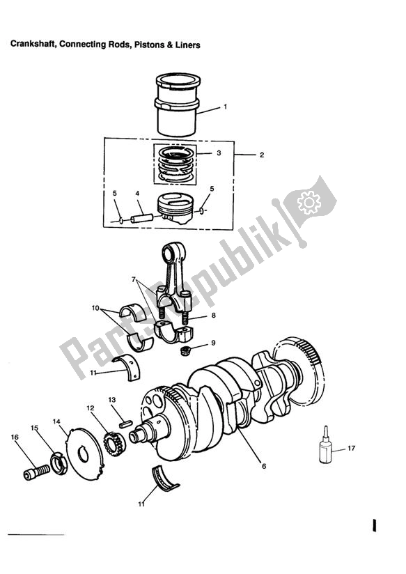 All parts for the Crankshaft/conn Rod/pistons And Liners of the Triumph Tiger 885 Carburettor VIN: > 71698 1994 - 1998