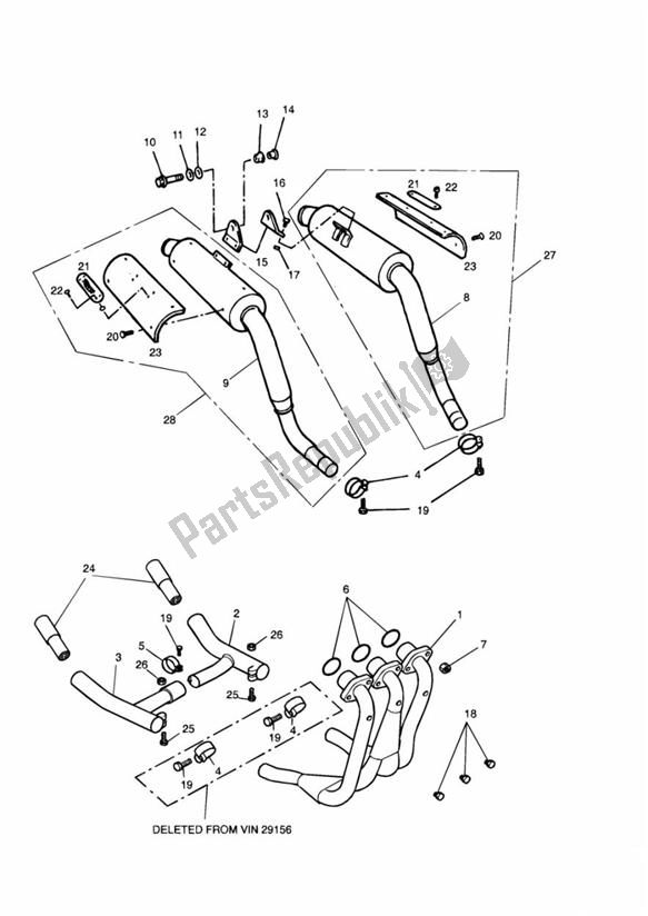 Toutes les pièces pour le Système D'échappement du Triumph Tiger 885 Carburettor VIN: > 71698 1994 - 1998