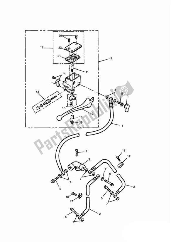 All parts for the Front Brake Master Cylinder of the Triumph Tiger 885 Carburettor VIN: > 71698 1994 - 1998